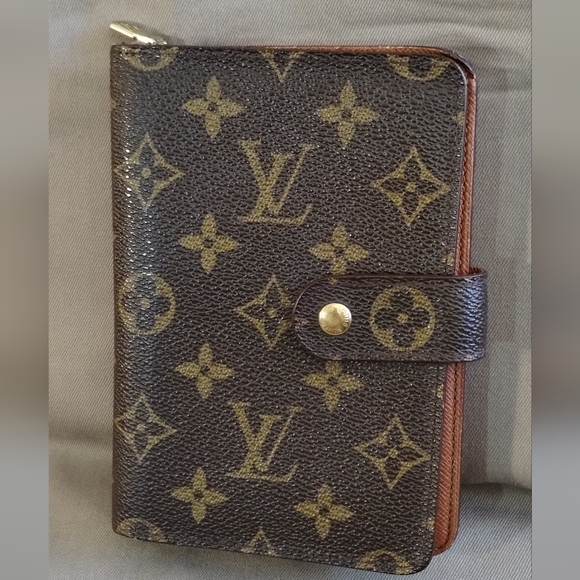 LOUIS VUITTON BROWN LEATHER MONOGRAM WALLET CLUTCH POCKETBOOK ~ AUTHENTIC - Picture 3 of 12